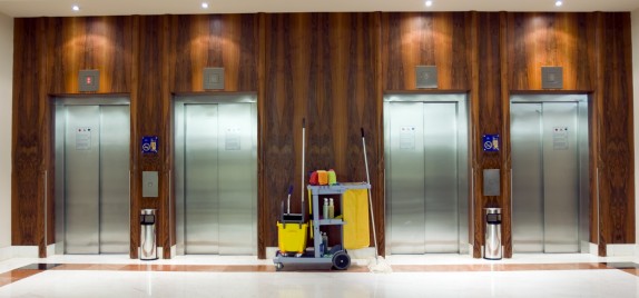 Elevator and a cleaning materials